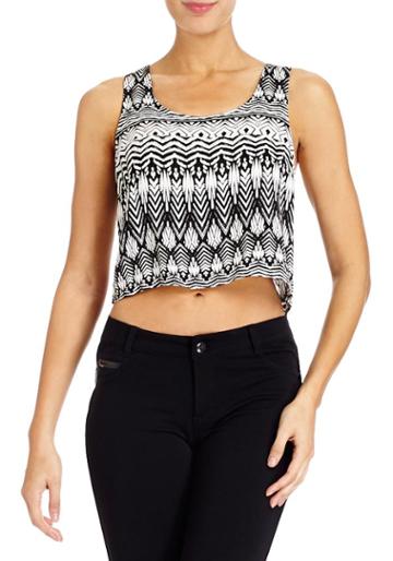 2b Printed Crop Open Back Tank