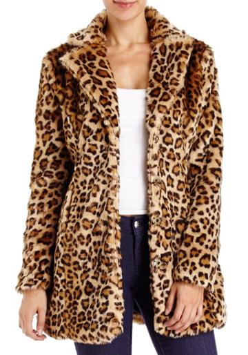 2b Leopard Faux Fur Coat