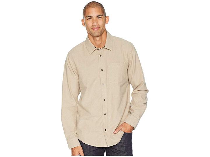 Prana Woodman Long Sleeve Shirt (dark Khaki) Men's Long Sleeve Button Up