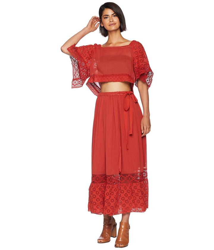 Free People Darling Skirt Set (red) Women's Skirt