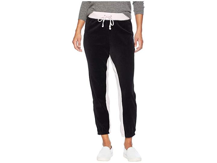 Juicy Couture Velour Color Blocked Silverlake Joggers (peekaboo Pitch Black) Women's Casual Pants