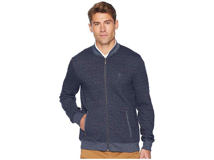 Original Penguin Long Sleeve Quilted Jasper Full Zip Track Jacket (dark Sapphire) Men's Coat