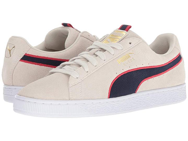 Puma Suede Classic Sport Stripes (vaporous Gray/ribbon Red/peacoat) Men's Shoes