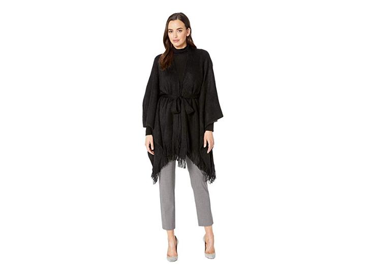 Collection Xiix Belted Brushed Ruana (black) Women's Clothing