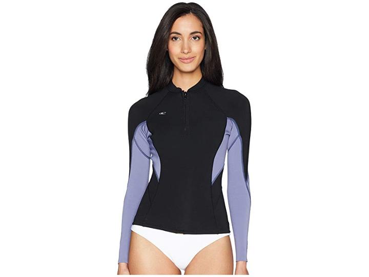 O'neill Bahia Front Zip 1mm Jacket (black/mist/black) Women's Swimwear