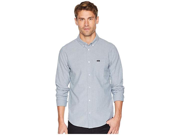 Rvca That'll Do Stretch Long Sleeve Woven (seattle Blue) Men's Clothing