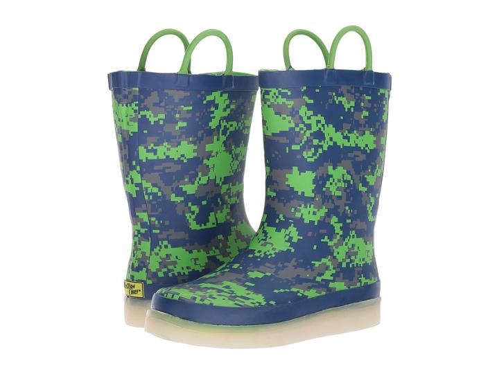 Western Chief Kids Led Lighted Rain Boots (toddler/little Kid/big Kid) (digital Camo Navy) Boys Shoes