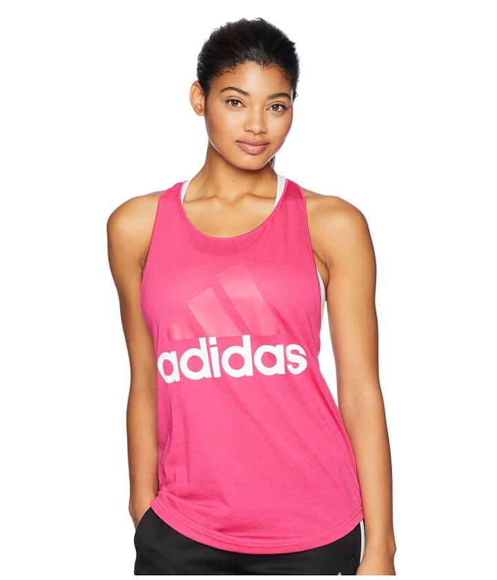Adidas Essentials Linear Loose Tank Top (real Magenta/white) Women's Sleeveless