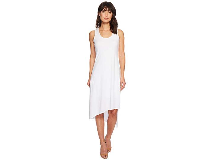 Mod-o-doc Cotton Modal Spandex Jersey Double Layer High Side Slit Tank Dress (white) Women's Dress