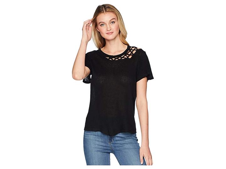 Lna Kira Linen Tee (black) Women's T Shirt