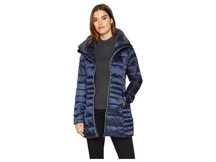 Save The Duck Faux Fur Iridescent Basic (blue/black) Women's Coat