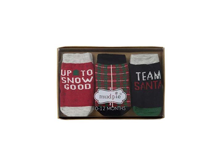 Mud Pie Christmas Team Santa 3-pair Socks Set (infant) (red) Boys Shoes