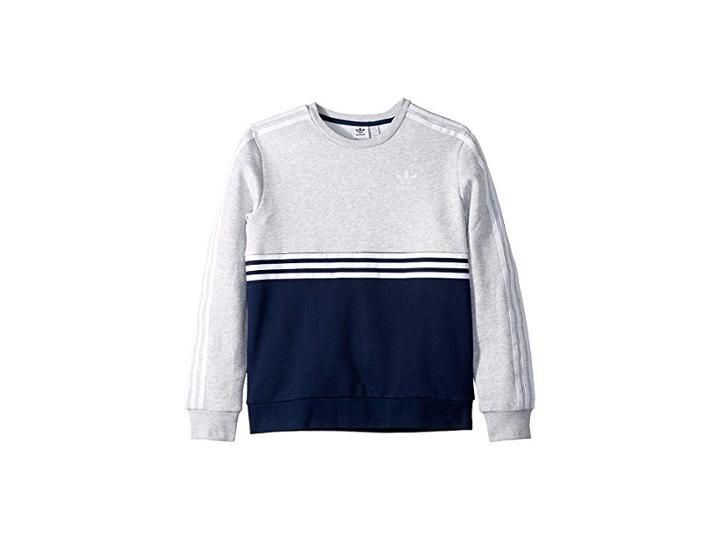 Adidas Originals Kids Authentic Crew (little Kids/big Kids) (collegiate Navy/light Heather Grey) Boy's Short Sleeve Pullover