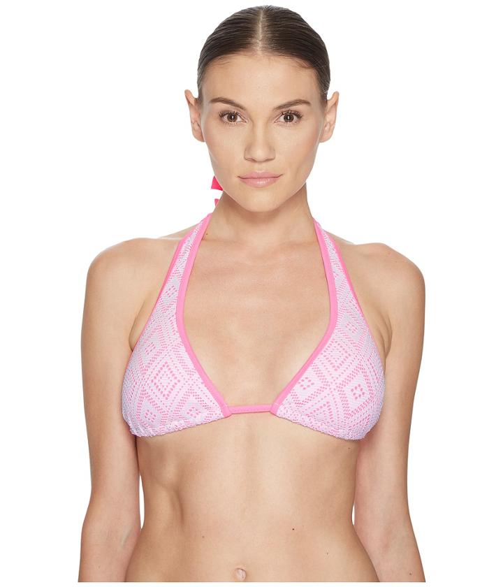 Letarte Lace Halter Top (white Multi) Women's Swimwear