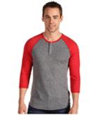 Alternative 3/4 Raglan Henley (eco Grey/true Red) Men's T Shirt