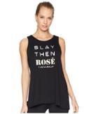 Jessica Simpson Thewarmup Slay Then Rose Graphic Tie Back Tank Top (jet Black) Women's Workout