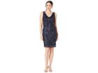 Marina Embroidered Sequin V-neck Sheath (navy) Women's Clothing