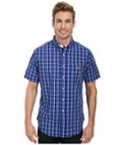 U.s. Polo Assn. Plaid Poplin Sport Shirt (international Blue) Men's Short Sleeve Button Up