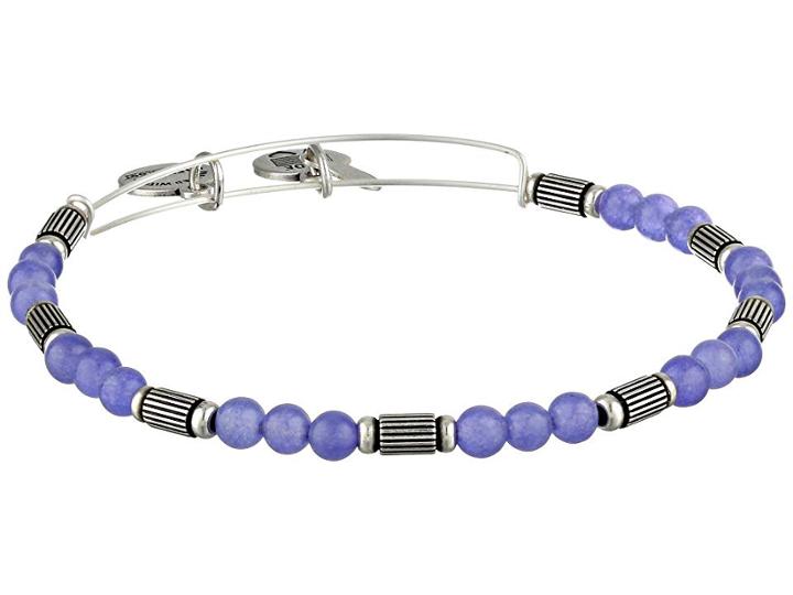 Alex And Ani Grape Traveler Beaded Bangle (rafaelian Silver Finish) Bracelet