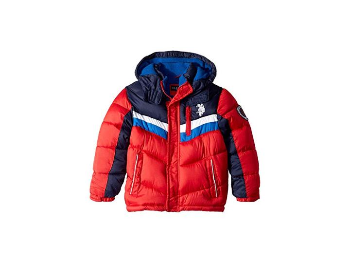 U.s. Polo Assn. Kids Bubble Jacket (little Kids) (navy/red) Boy's Coat