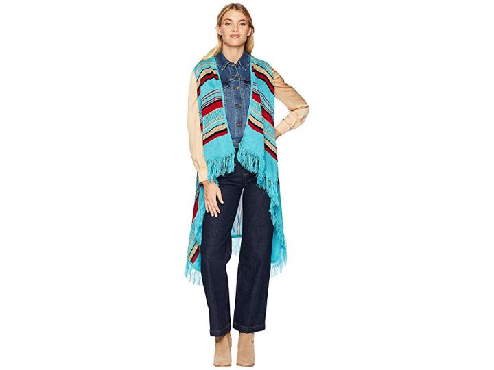 Scully Candi Fun Fringe Sweater Vest (turquoise) Women's Vest