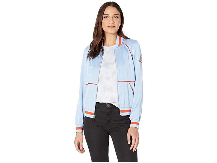 Juicy Couture Duchess Satin Bomber Jacket (blue Chill) Women's Clothing