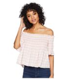 Bb Dakota Susie Gingham Off The Shoulder Top (pink Blossom) Women's Clothing