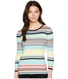 Vince Camuto Specialty Size Petite Long Sleeve Color Blocked Ribbed Sweater (rich Black) Women's Sweater