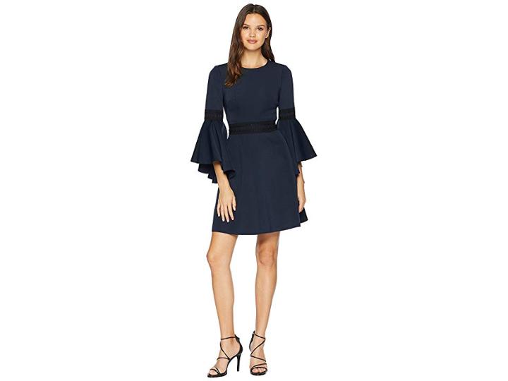 Badgley Mischka Fit And Flare Dress (navy) Women's Dress