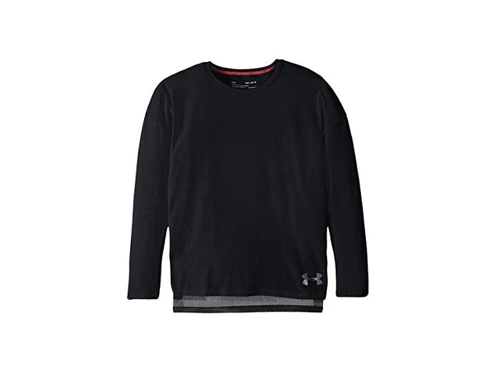 Under Armour Kids Finale Long Sleeve (big Kids) (black/green Typhoon) Girl's Clothing