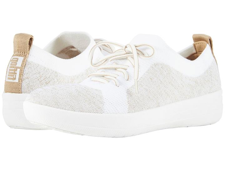 Fitflop F-sporty Uberknit Sneakers (metallic Gold/urban White) Women's Lace Up Casual Shoes