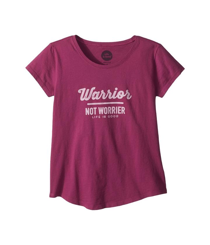 Life Is Good Kids Warrior Not Worrier Smiling Smooth Tee (little Kids/big Kids) (sassy Magenta) Girl's T Shirt