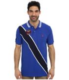 U.s. Polo Assn. Diagonal Stripes Short Sleeve Pique Polo (cobalt Blue) Men's Short Sleeve Pullover