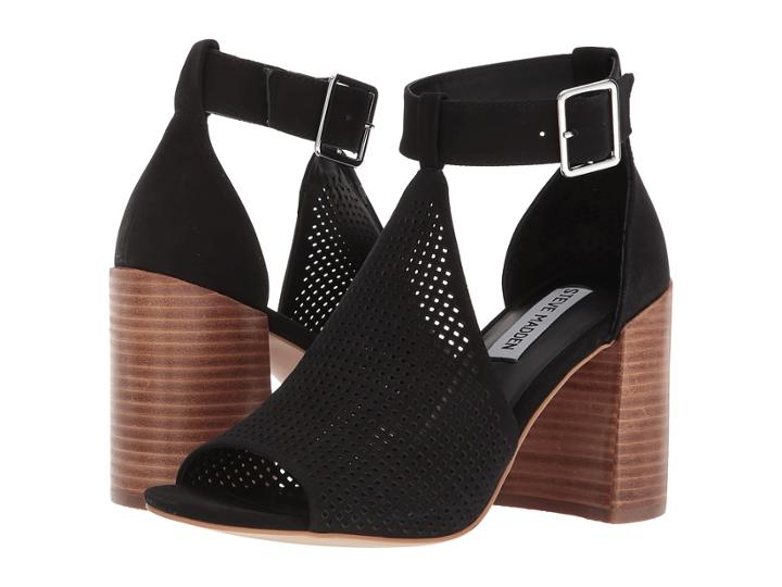 Steve Madden Sawyer Block Heel (black Nubuck) Women's Dress Sandals