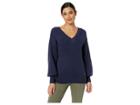Michael Michael Kors V-neck Big Sleeve Sweater (true Navy) Women's Sweater