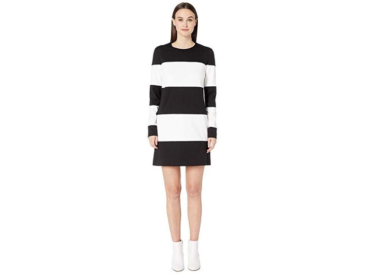 Nicole Miller Ponte Striped Dress (black/white) Women's Clothing