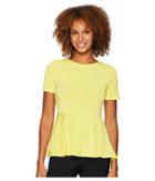 Eci Short Sleeve Peplum Top (yellow) Women's Clothing