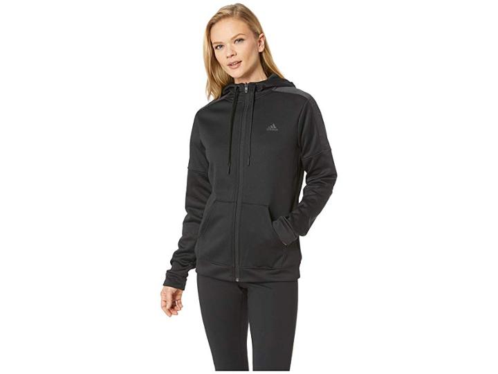 Adidas Team Issue Full Zip Hoodie (black/black) Women's Sweatshirt
