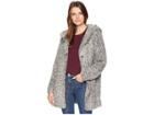 Dylan By True Grit Melange Teddy Coat With Hood And Heather Knit Lining (charcoal) Women's Coat