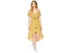 J.o.a. Cold Shoulder Wrap Dress (mustard Stripe) Women's Dress