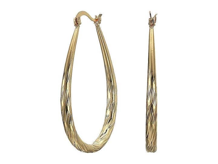Steve Madden 35 Mm Twisted Teardrop Hoop Earrings (gold) Earring