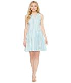Cece Sleeveless Stripe Crinkle Gauze Pintuck Dress (aqua Dream) Women's Dress