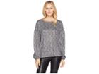 B Collection By Bobeau Scarlet Balloon Sleeve Cozy Top (black/white Plaid) Women's Clothing