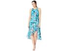 Taylor Sleeveless Floral Print Ruffle Hem Midi Dress (jade/deep Fuchsia) Women's Dress