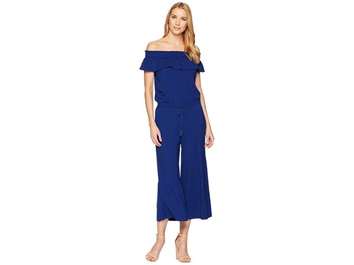 Lauren Ralph Lauren Off The Shoulder Wide-leg Jumpsuit (true Sapphire) Women's Jumpsuit & Rompers One Piece