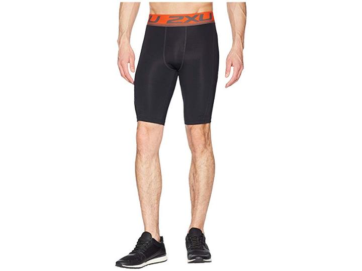 2xu Accelerate Compression Shorts (black/tango Arrow Stripe Eiffel) Men's Shorts