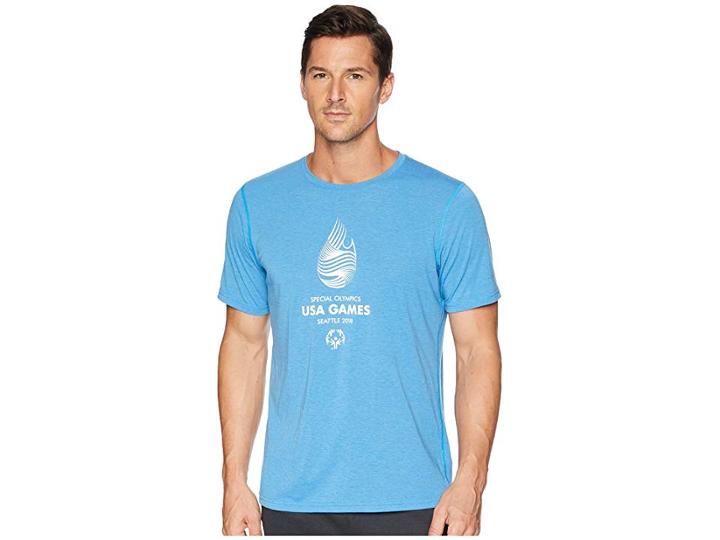 Brooks Usa Games Event Short Sleeve (special Olympics Blue) Men's Clothing