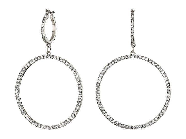 Guess Double Pave Ring Drop Earrings (silver) Earring