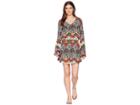 Kenneth Cole Bali Dreams Bell Sleeve Lace-up Tunic Cover-up (multi) Women's Swimwear