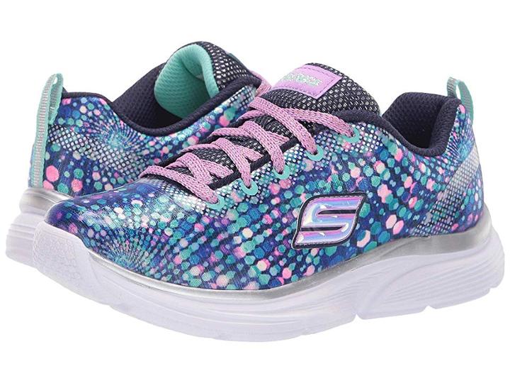 Skechers Kids Wave Lites (little Kid/big Kid) (navy/multi) Girl's Shoes